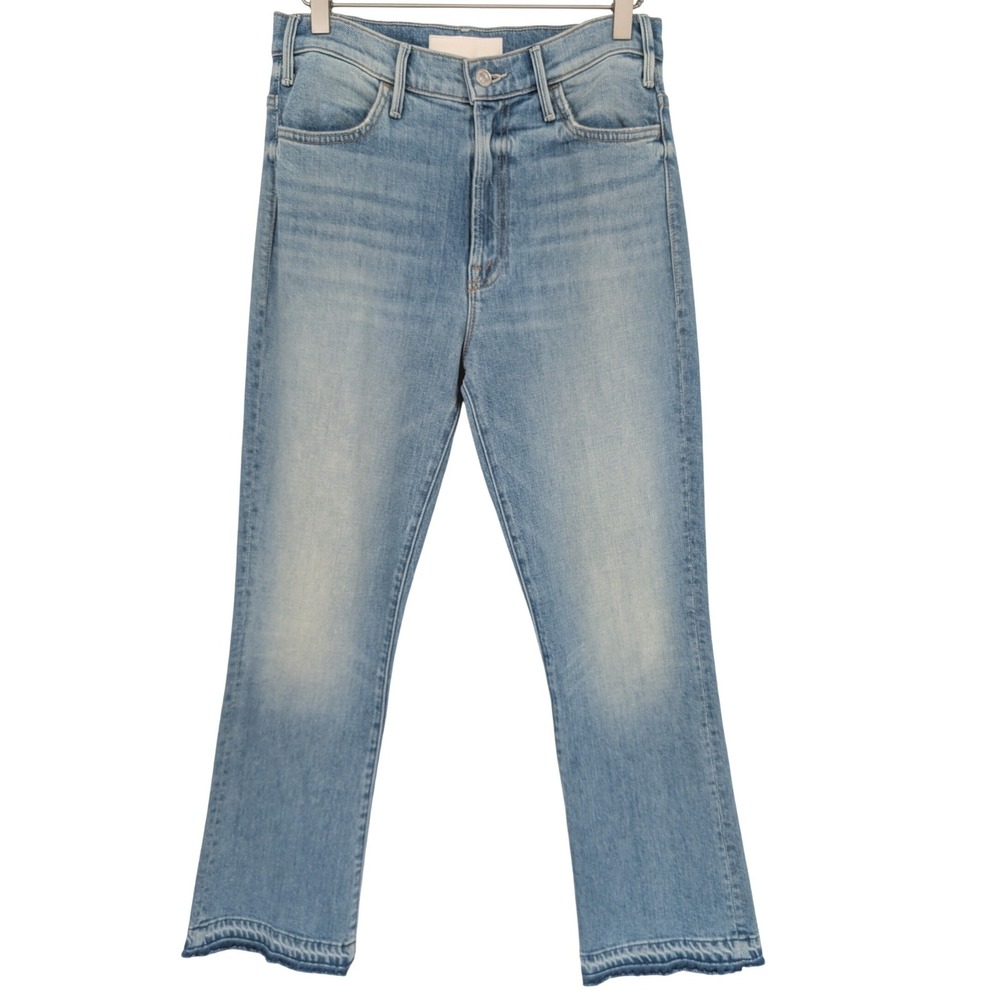 Mother The Hustler Ankle Undone Hem Jeans 28 High Rise Flare On My Feet Blue